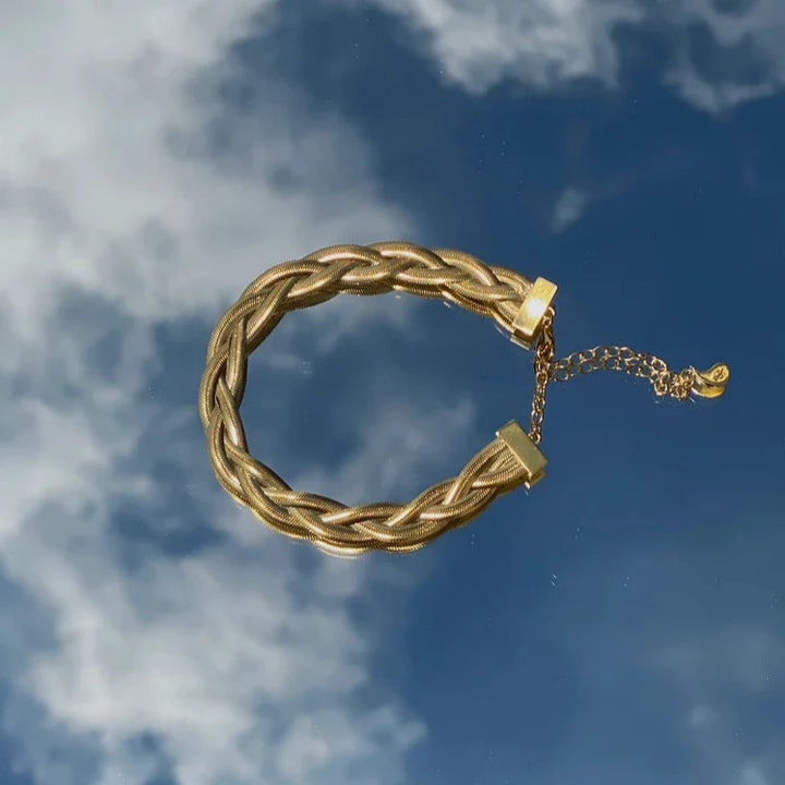 Thick Braid Bracelet Slv-Yg - Maggoosh - Ileana Makri store