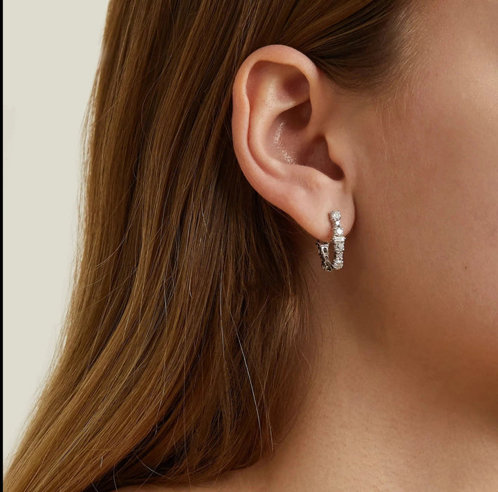 Oval Rivulet White Diamond Hoops - Rivulet - Ileana Makri